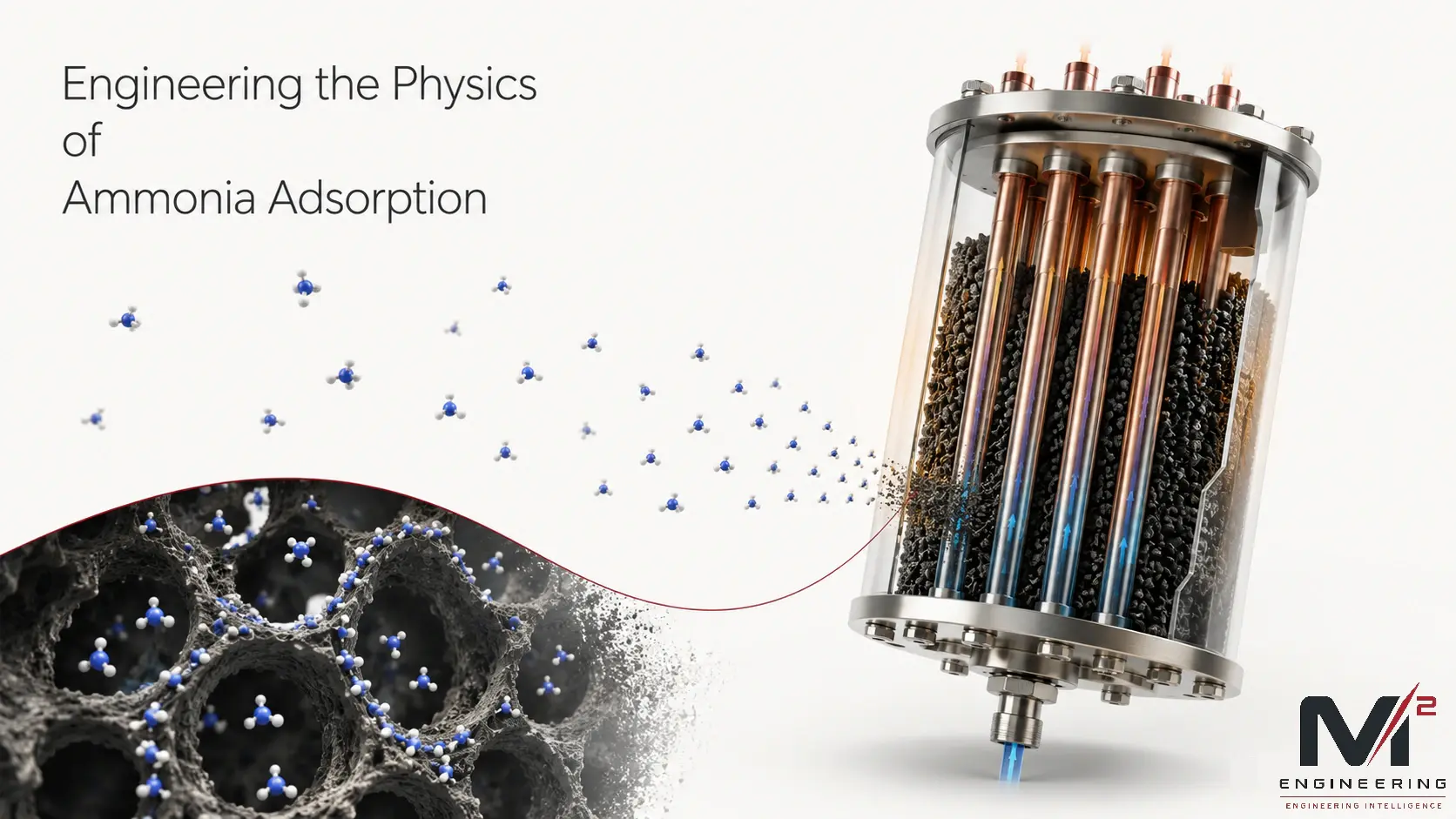 Ammonia adsorption heat pump model showing conservation-law based energy and mass balances