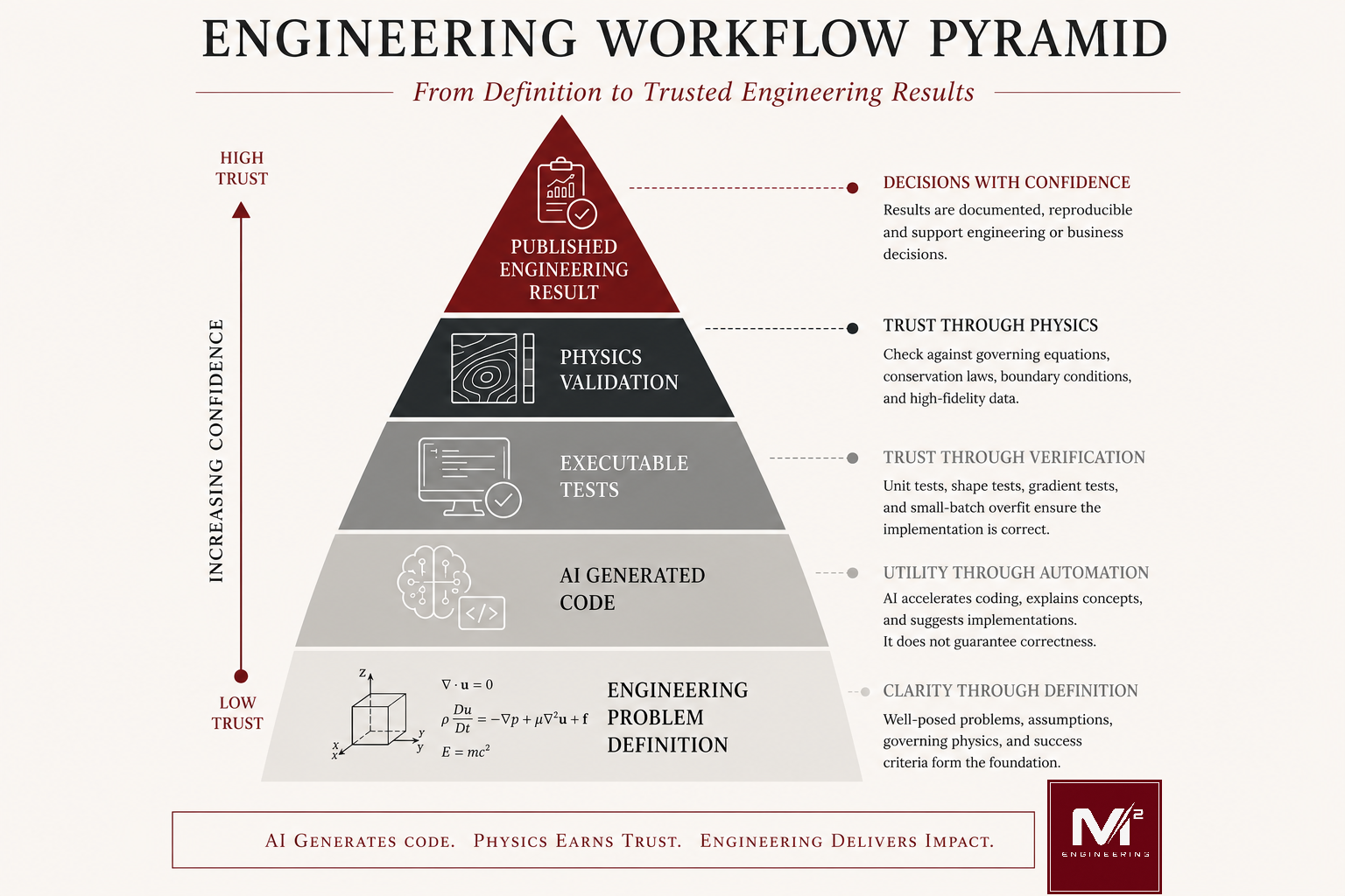 Engineering workflow pyramid from problem definition to published engineering results