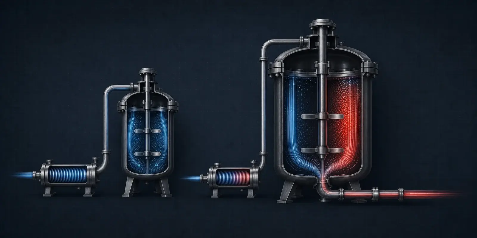 Related process equipment scales revealing a flow bottleneck